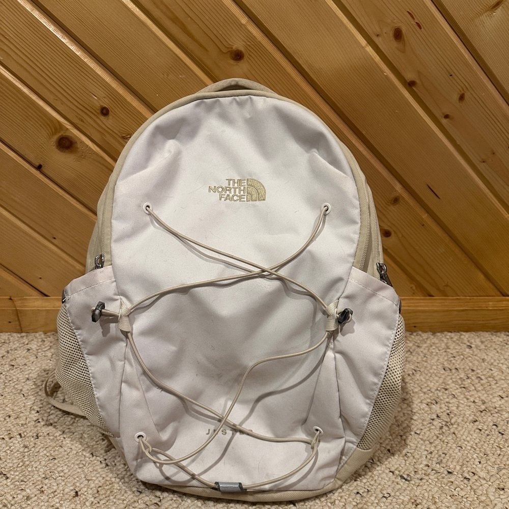 The North Face Cream/Light Beige Daypack with Front Bungee